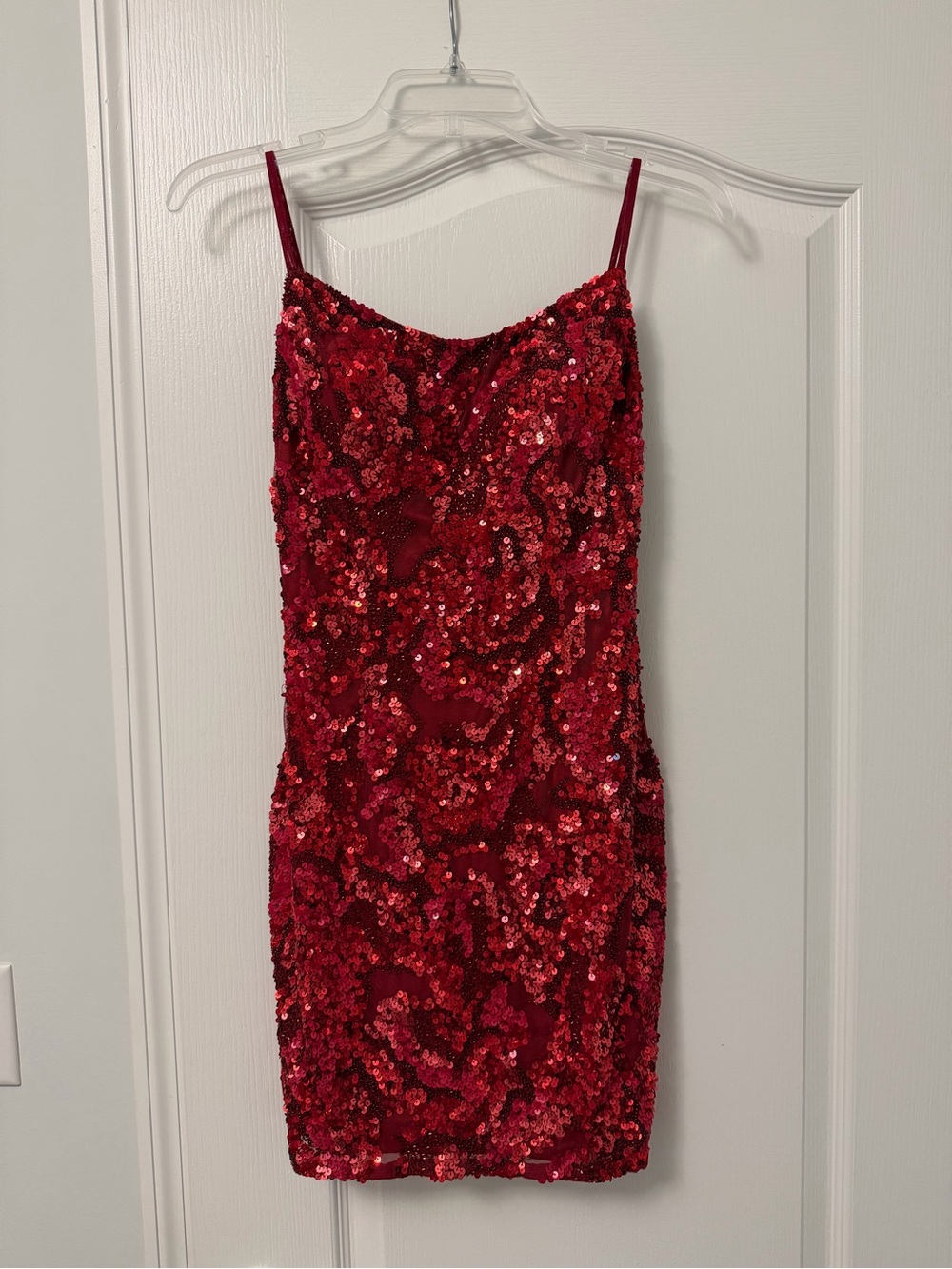 Sequin Red Slip Mini Dress - Women's Party Dress